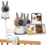 Kūdikių vaizdo auklė, 3MP, su dviem WiFi kameromis, 4x priartinimas, pasukamas laikiklis
