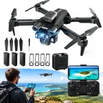 Dronas H12 su 3 kameromis, 4K WiFi, 45&deg; reguliuojamu objektyvu