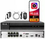 IP vaizdo įra&scaron;ymo įrenginys Hikvision HiLook, 8 PoE jungtys, iki 8 Mpx kameroms