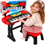 Vaiki&scaron;kas pianinas su mikrofonu, taburete ir 37 klavi&scaron;ais