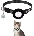 Katinų antkaklis su AirTag laikikliu, reguliuojamas, nailoninis, 22&ndash;35 cm