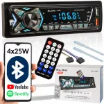 Automobilio radijas su Bluetooth, USB, AUX, SD, mikrofonu ir pulteliu