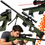 &Scaron;autuvas AWP snaiperio, 6 mm kamuoliukai, taikiklis, lazeris, dvitkojis, 108 cm