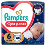 Sauskelnių kelnaitės Pampers Night Pants, 6 dydis, 13&ndash;19 kg, 40 vnt.