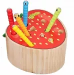 Medinis magnetinis obuolys &bdquo;Catch Worm&ldquo; Montessori žaidimas