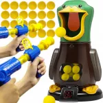 Interaktyvus &scaron;audymo žaidimas &bdquo;Hungry Duck&ldquo; su LED taikiniu ir 2 pistoletais