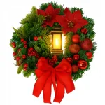 Kalėdinis vainikas su LED, 34 cm, durų dekoravimui