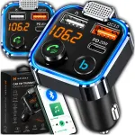 Automobilinis Bluetooth FM siųstuvas su 3 USB, MP3 palaikymu ir RGB įkrovikliu