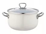 Emaliuotas puodas ENAMEL BLISS su dangčiu, 22 cm, 4,8 l, kreminis