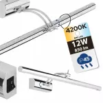 Vonios sieninis &scaron;viestuvas HOROZ, reguliuojamas, LED, 12W, 4200K, su jungikliu, IP45, chromas