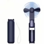 Sulankstomas mini rankinis ventiliatorius su integruota power bank, tamsiai mėlynas