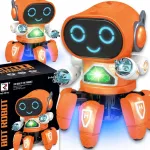 Interaktyvus LED robotas vaikams, dainuoja ir &scaron;oka, veikia su baterijomis