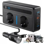 Automobilinis inverteris 12V/220V su 2 AC lizdais ir LED apsauga