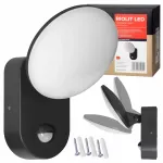 Lauko LED lempa 15W su judesio ir sutemų jutikliu, juoda