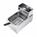Elektrinė gruzdintuvė 2500W, 6 l, su aliejaus nula&scaron;ėjimo krep&scaron;eliu ir dangčiu, 42,5x27,5x29 cm