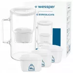 Vandens filtras Wessper D2, borsilikatinio stiklo, 3 l, su 4 Aquamax filtrais