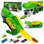 Vaiki&scaron;kas dinozauras sunkvežimis 2in1 su transporteriu ir ma&scaron;inėlėmis