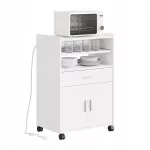 Virtuvinė spintelė su ratukais, stalčiumi, lentyna ir USB, 62 cm, FSB09-E-W