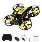 Mini dronas RH821 su apsaugotais propeleriais, giroskopu, nuotolinio valdymo, geltonas