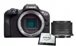 Veidrodinis fotoaparatas Canon EOS R100 su RF-S 18-45mm objektyvu, 24 MP, APS-C, 4K, IS, STM