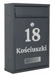 Pa&scaron;to dėžutė su namo numeriu ir gatvės pavadinimu, antracito spalvos