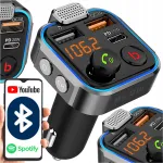 Bluetooth FM siųstuvas su USB įkrovikliu, PD 20W, QC 3.0, mikrofonu ir giliu garsu