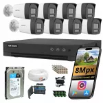 Vaizdo stebėjimo rinkinys HIKVISION 8 analoginės 4K (8Mpx) kameros, IR LED, 1TB diskas