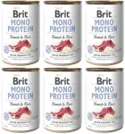 &Scaron;unų konservai BRIT Mono Protein su ėriena ir ryžiais, 6 x 400 g