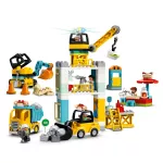 Konstruktorius LEGO DUPLO bok&scaron;tinis kranas su ekskavatoriumi, 123 dalys, su &scaron;viesomis ir garsais vaikams