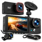 Vaizdo registratorius su 3 kameromis, Full HD, WiFi, priekinė, galinė ir salono vaizdo fiksacija