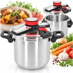 Greitpuodis BROWIN, 8 l, nerūdijantis plienas, 22 cm, indukcijai, slėgio reguliavimas 60/100 kPa