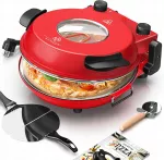 Elektrinė picų krosnelė KESSER Mini, akmens pagrindu, 1200W, 400&deg;C, raudona
