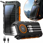 I&scaron;orinė baterija su saulės įkrovimu, 52800 mAh, belaidis įkrovimas, USB-C