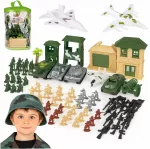 Karinis žaislų rinkinys vaikams SOLDIERS SET: tankai, lėktuvai, bazė