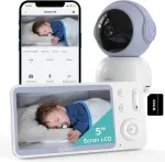 Vaizdo kūdikio stebėjimo kamera su WiFi, 2K rai&scaron;ka, besisukanti, 5" LCD, 4x priartinimas, 32 GB