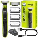 Barzdaskutė PHILIPS OneBlade, atspari vandeniui, 3 antgaliai, didelė baterija