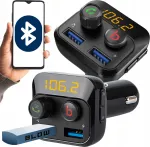 Automobilinis FM siųstuvas su Bluetooth, 2xUSB, SD, 12-24V, galingas žemų dažnių garsas