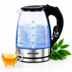 Stiklinis elektrinis virdulys BERGMANN, 1,8 l, 2200 W, su LED mygtuko dangteliu