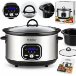 Lėto virimo puodas 4,5 l, 280 W, su programatoriumi, keraminis, LCD ekranas, uždelstas startas, auk&scaron;ta ir žema temperatūra, palaikymo funkcija, 16 val.