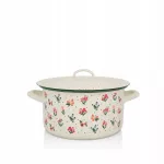 Emaliuotas puodas su dangčiu 22 cm, 5 l, &scaron;viesiai kreminis, Flowers