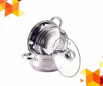 Garų puodų rinkinys HOFFMNER 3 dalių, 6,3 l, 24 cm, HF-9243