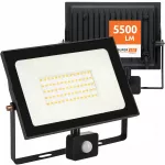 Lauko LED prožektorius su judesio jutikliu, 50 W, 5500 lm, IP65, &scaron;altai balta