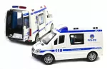 Policijos automobilis su &scaron;viesomis, garsu ir atidaromomis durimis