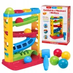 Rutulinių takelių žaidimas Smily Play su plaktuku, 4 trasos, vaikams nuo 12 mėn.