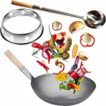 Wok keptuvė 33 cm su stovu ir samteliu