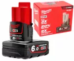 Akumuliatorius Milwaukee M12B6, 12 V, 6,0 Ah, ličio jonų
