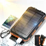 Ne&scaron;iojama saulės baterija 30000mAh su LED, atspari vandeniui