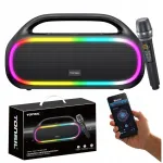 Belaidis ne&scaron;iojamas garsiakalbis TONSIL Tonus su mikrofonu, karaoke, BT, LED, 120 W