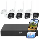 Lauko metalinių 5 Mpx 4 kamerų WiFi stebėjimo sistema su įra&scaron;ymo įrenginiu DVS