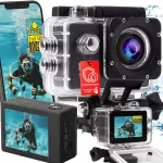 Veiksmo kamera Full HD, atspari vandeniui, Wi-Fi, iki 30 m, LCD ekranas, tvirtinimai